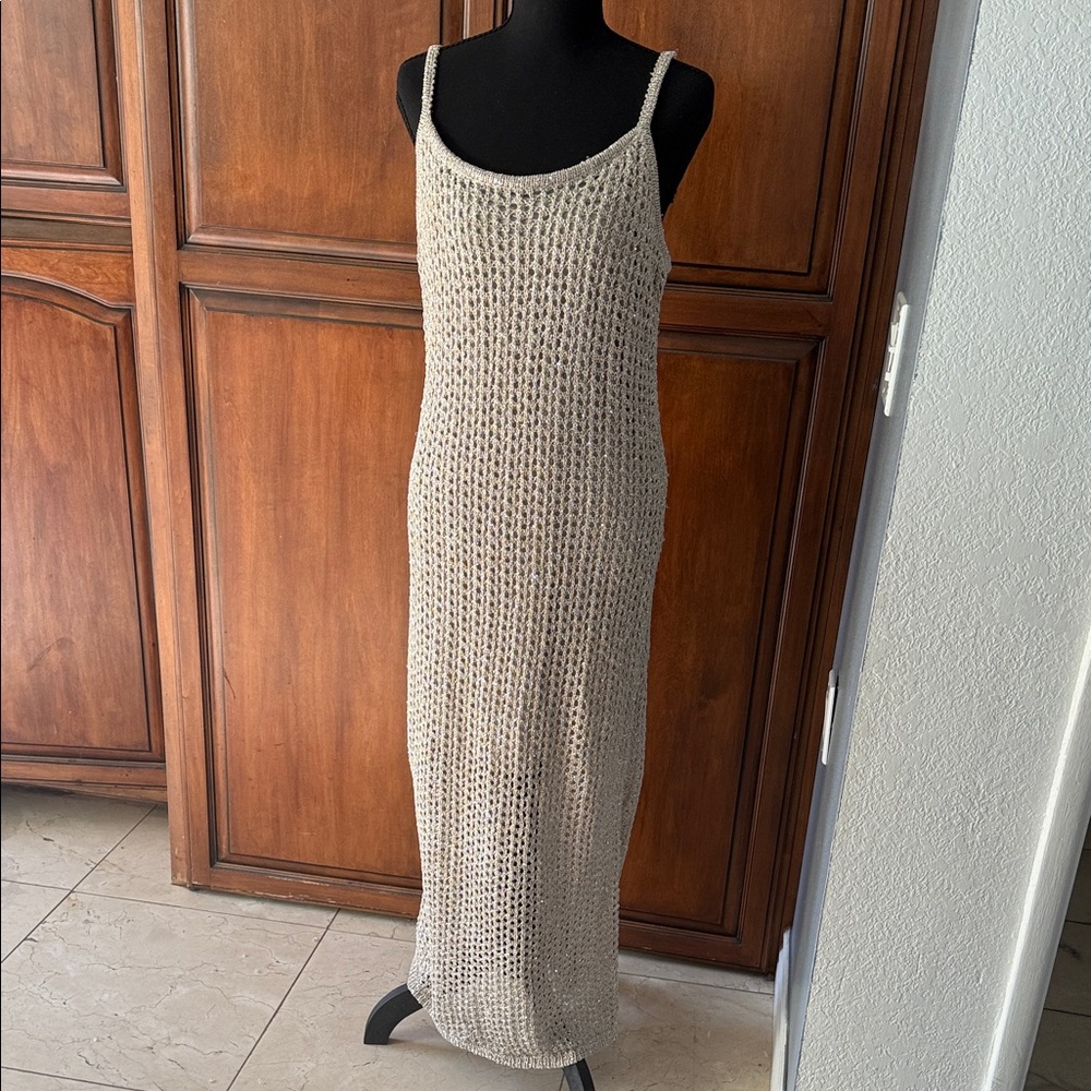 Bar III Beige Knit Maxi Dress